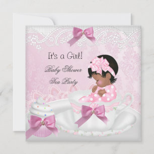 Baby Shower Meisje Roze Cute Baby Theekopje Cupcak Kaart