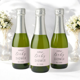 Baby shower meisje roze elegant sparkling wijnetiket