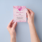 Baby shower meisje roze glitter budget uitnodiging flyer (Hand)