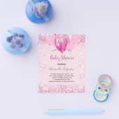 Baby shower meisje roze glitter budget uitnodiging flyer (Enkel)