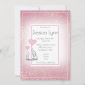 Baby shower Meisje Roze Gradient Glitter Olifanten Kaart (Achterkant)