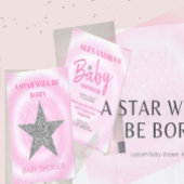 Baby shower meisje roze moderne ster wordt geboren kaart