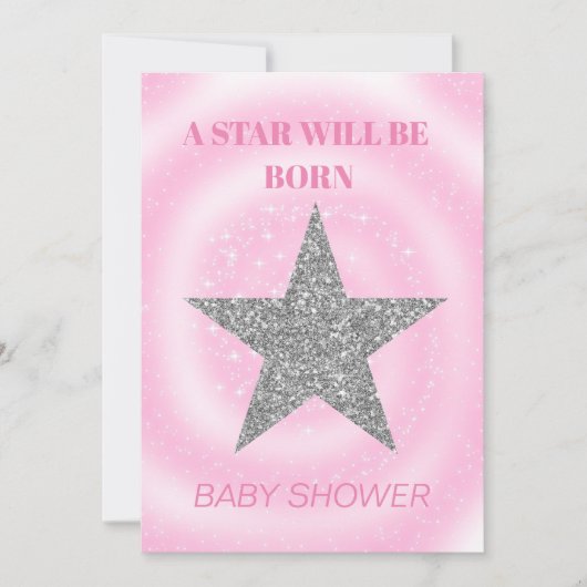 Baby shower meisje roze moderne ster wordt geboren kaart (Voorkant)