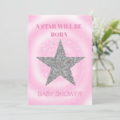 Baby shower meisje roze moderne ster wordt geboren kaart (Staand voorkant)