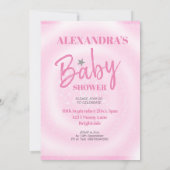 Baby shower meisje roze moderne ster wordt geboren kaart (Achterkant)