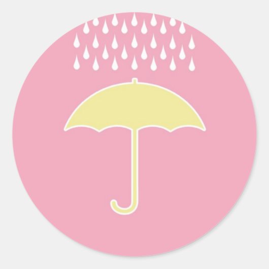 Baby shower Meisje Roze Paraplu Stickers (Voorkant)