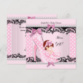 Baby shower meisje Roze poka Dots High Hiel Schop  Kaart (Voorkant / Achterkant)
