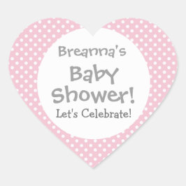 Baby shower MEISJE Roze Polka Dot Pattern V3a Hart Sticker