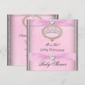 Baby shower Meisje Roze Prinses Tiara Diamond 2 Kaart (Voorkant / Achterkant)