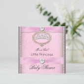 Baby shower Meisje Roze Prinses Tiara Diamond 2 Kaart (Staand voorkant)
