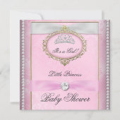 Baby shower Meisje Roze Prinses Tiara Diamond Kaart (Voorkant)