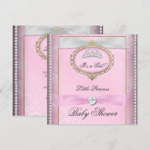 Baby shower Meisje Roze Prinses Tiara Diamond Kaart