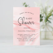 Baby shower meisje roze satijnen zijde kaart (Staand voorkant)