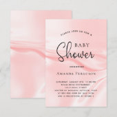 Baby shower meisje roze satijnen zijde kaart (Voorkant / Achterkant)