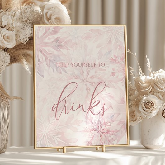Baby shower Meisje Roze Sneeuwvlok Drinken Poster