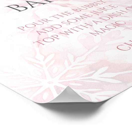 Baby shower Meisje Roze Sneeuwvlok Mom-osa Bar Poster (Hoek)