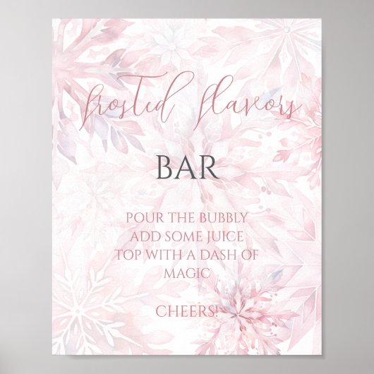 Baby shower Meisje Roze Sneeuwvlok Mom-osa Bar Poster (Voorkant)