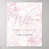Baby shower Meisje Roze Sneeuwvlok Welkom Poster (Voorkant)