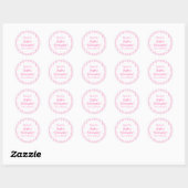 Baby shower MEISJE Roze Strepen V8 Ronde Sticker (Vel)