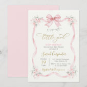 Baby shower Meisje roze strik Kaart (Voorkant / Achterkant)