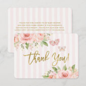 Baby shower meisje roze vlinder dank je creditcard bedankkaart (Voorkant / Achterkant)