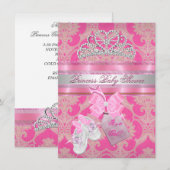 Baby shower Meisje Roze Witte Prinses Tiara Bootie Kaart (Voorkant / Achterkant)