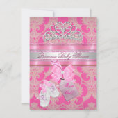 Baby shower Meisje Roze Witte Prinses Tiara Bootie Kaart (Voorkant)
