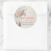 Baby shower Meisje Rozen BOHO Bohemian Dream Catch Ronde Sticker (Tas)