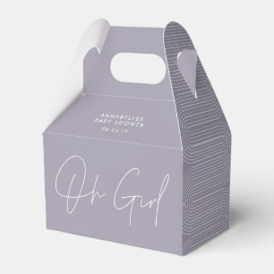 Baby shower meisje script modern paarse geometrisc bedankdoosjes