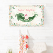 Baby shower Meisje Sweet Pea Pink Bow Peapod Banne Spandoek (Insitu)