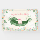 Baby shower Meisje Sweet Pea Pink Bow Peapod Banne Spandoek (Horizontaal)