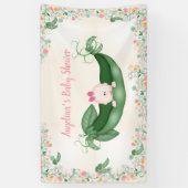 Baby shower Meisje Sweet Pea Pink Bow Peapod Banne Spandoek (Verticaal)