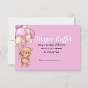 Baby Shower Meisje Teddy Ballonnen Luier Raffel Kaart