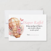 Baby Shower Meisje Teddy Ballonnen Luier Raffel   Kaart (Voorkant)
