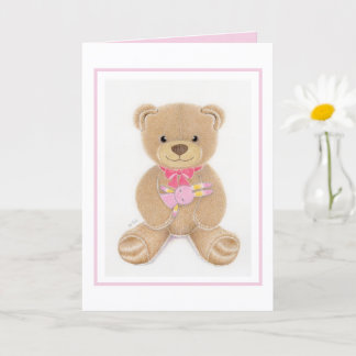 Baby Shower Meisje Teddy Beer Vouwbare Wenskaart Kaart