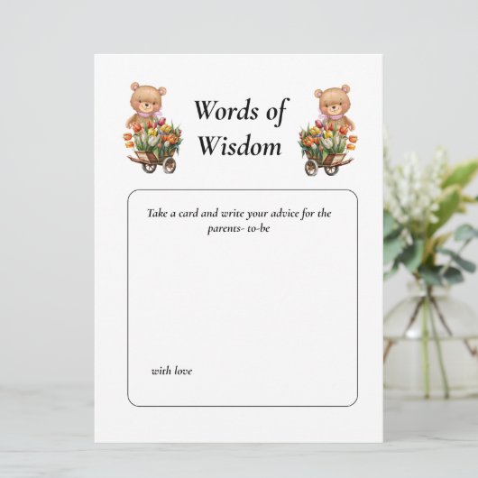 Baby shower Meisje Teddy Floral Kaart (Staand voorkant)