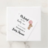Baby shower meisje teddybeer roze wit bedankjes labels (In situ)
