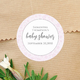 Baby shower Meisje Trendy Script Waterverf Schatti Ronde Sticker