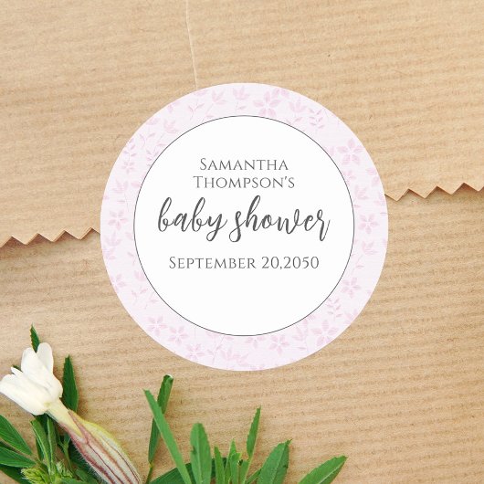Baby shower Meisje Trendy Script Waterverf Schatti Ronde Sticker