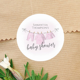 Baby shower Meisje Trendy Script Waterverf Schatti Ronde Sticker