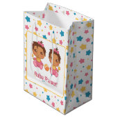 Baby shower meisje tweeling sterren donker medium cadeauzakje (Voorkant Gekanteld)