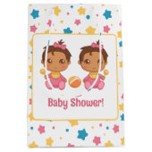 Baby shower meisje tweeling sterren donker medium cadeauzakje (Voorkant)