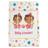 Baby shower meisje tweeling sterren donker medium cadeauzakje (Achterkant)