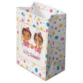 Baby shower meisje tweeling sterren donker medium cadeauzakje (Achterkant Gekanteld)