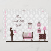 Baby shower: Meisje : Uitnodiging (Voorkant / Achterkant)