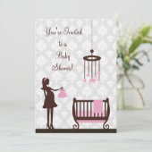 Baby shower: Meisje : Uitnodiging (Staand voorkant)