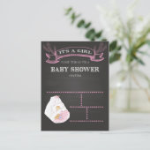 Baby shower meisje uitnodiging briefkaart (Staand voorkant)