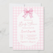 Baby shower Meisje uitnodiging met boog (Voorkant)