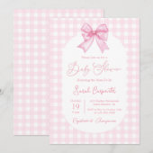 Baby shower Meisje uitnodiging met boog (Voorkant / Achterkant)