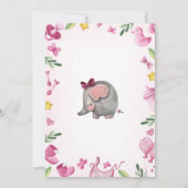 Baby shower meisje uitnodiging | Roze | Olifant (Achterkant)